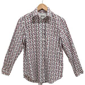 Grayson‎ The Hero Bicycle Print Button Up Shirt Size 2 S M Cotton Stripe